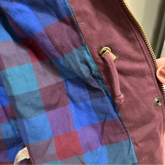 LL Bean Maroon Fleece Lined Utility Jacket - Picture 7 of 7